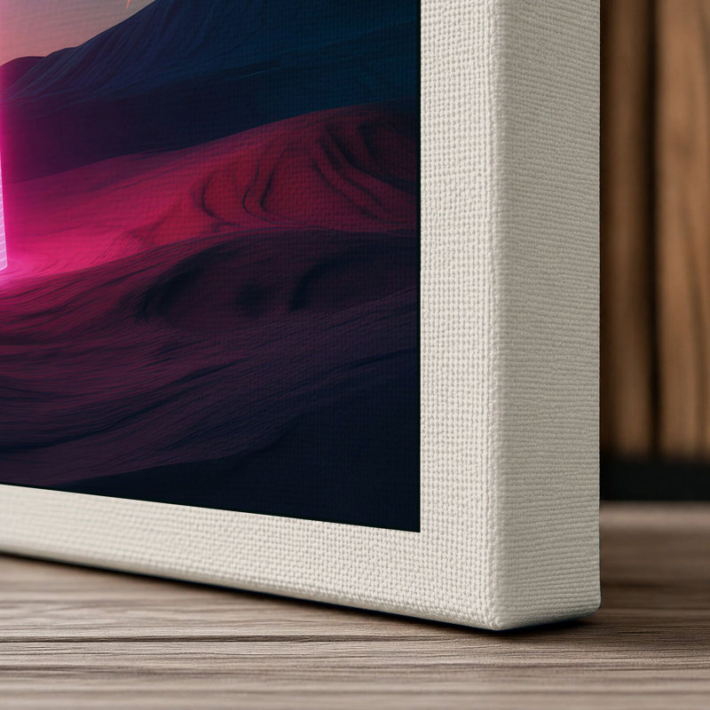 Neon Mirage Retro - Wrapped Canvas, 30x20 - 76.2 x 50.8 cm, Cream Border