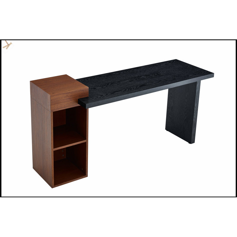 Table d'appoint moderne à grain de bois moderne - panneau d'entrée en panneau de fibres à densité moyenne avec tablettes ouvertes à 2 niveaux pour le salon, le couloir et la chambre à coucher