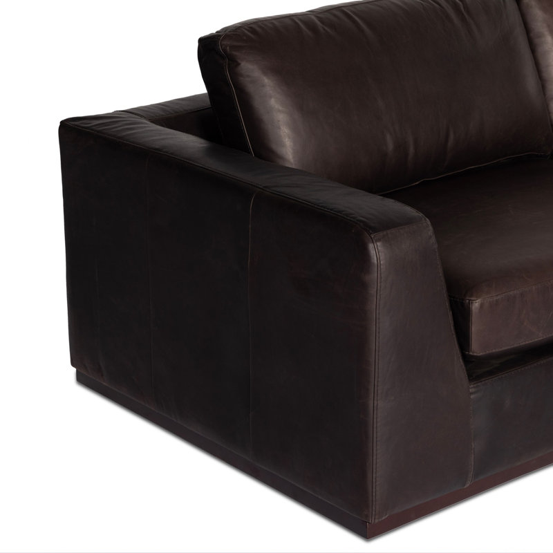 Colt 161" Wide Genuine Leather Left Hand Facing Sofa & Chaise, Left Hand Facing, Aldred Silver Polyester Blend