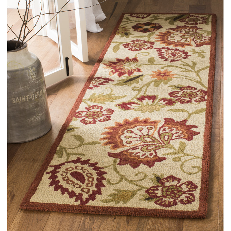 Emrick Blossom Hand Hooked Wool Floral Rug, Runner 2'3" x 11'