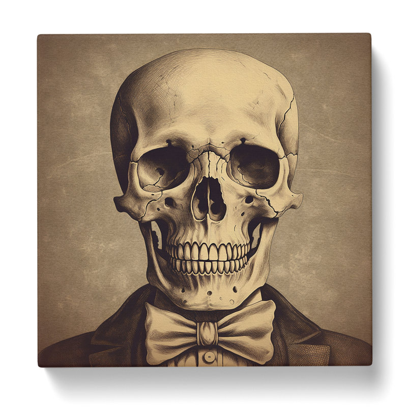 Skeleton Vintage Art - Wrapped Canvas - Framed Print, 35cm H x 35cm W x 3cm D