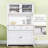 63.5" Kitchen Buffet With Hutch, Pantry Storage Cabinet With 4 Shelves, Drawers, Framed Glass Doors, Open Microwave Countertop