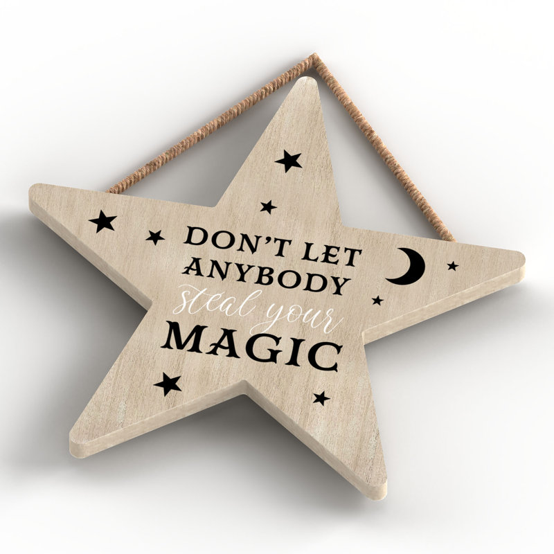 Witch Dont Let Anybody Wooden Star Plaque, Brown