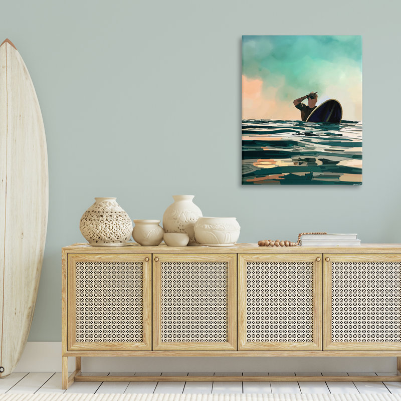 «Surfer with Ocean Reflection» par Amelia Noyes, H 40 po x l 30 po
