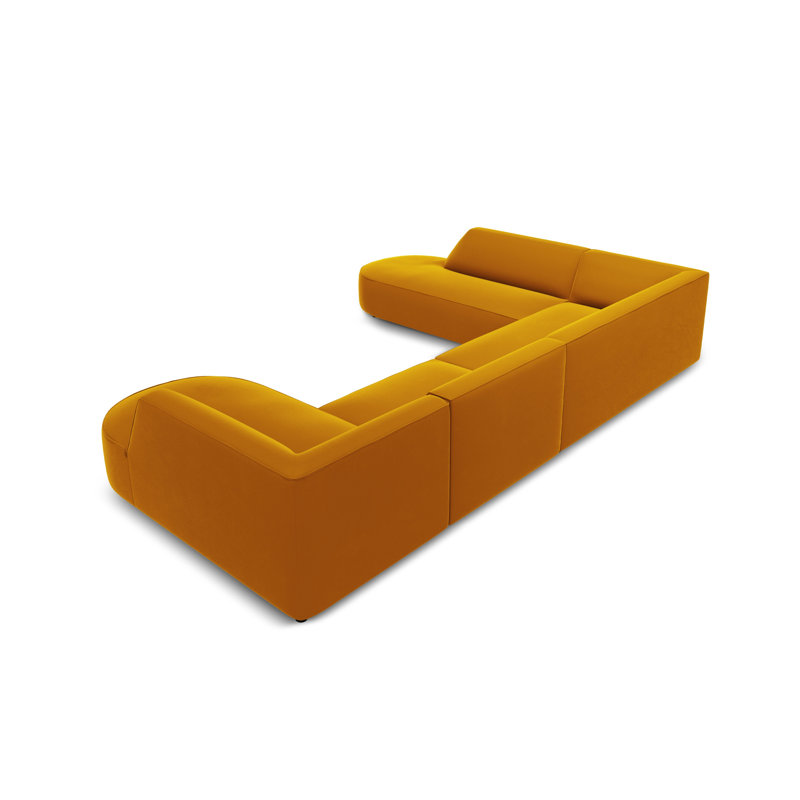 Adoraim 6 Seater Velvet Large Corner Sofa , Left Hand Facing, Yellow