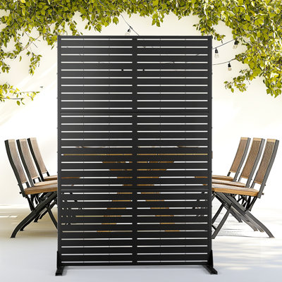 72" H x 47" W Metal Privacy Screen, Outdoor Privacy Screens - Decorative Outdoor Divider with Stand, Outdoor privacy Panels for Balcony & Patio