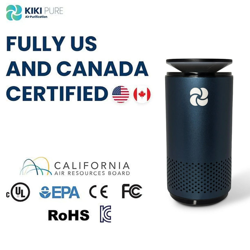 Kiki Pure Tabletop Air Purifier with HEPA Type Filter for 150 Cubic Feet, Silver