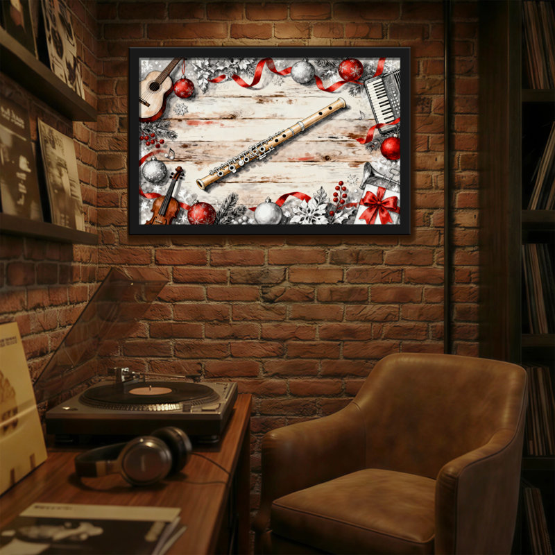 Instruments de musique et décorations de Noël, H 12 po x l 18 po