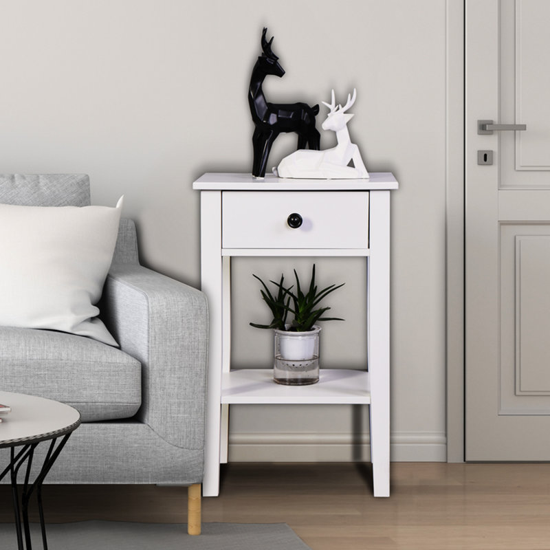 White Living Room Side Table - Adds A Modern And Elegant Touch For Small Spaces Maximizes Utility