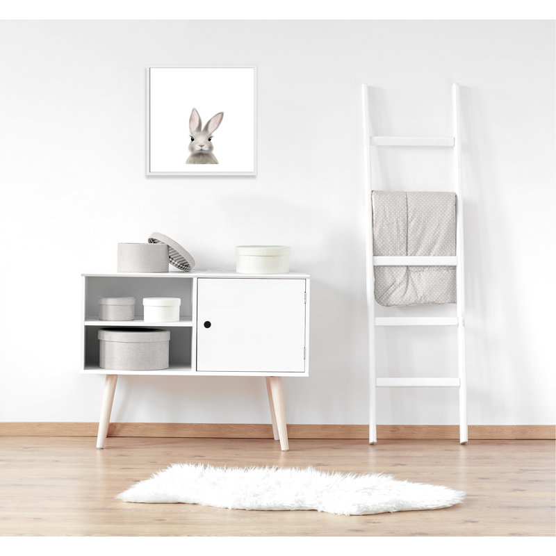 Art encadré en lapins forestières, H 27,5 po x l 27,5 po x P 1,19 po, Encadré de boîte blanc
