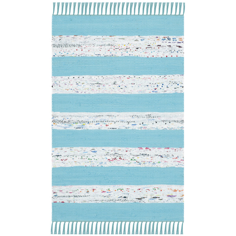 Yokum Hand Woven Cotton Striped Rug, Rectangle 8' x 10'
