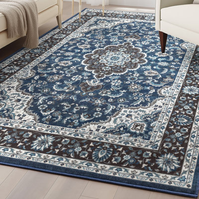Tapis bleu antidérapant Gioanna