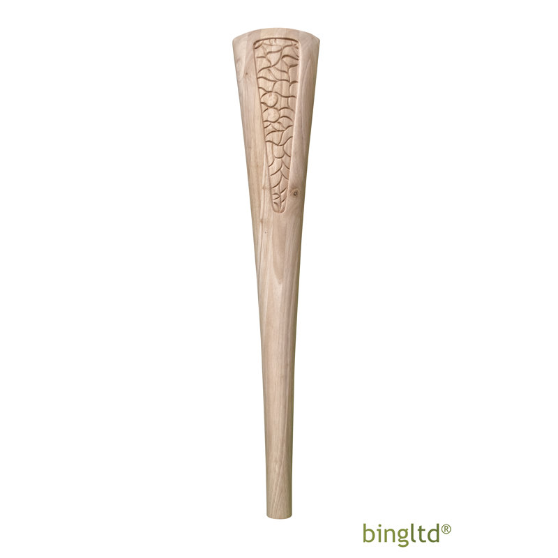 Unfinished Rubberwood Dining Table Leg with Carved Detail