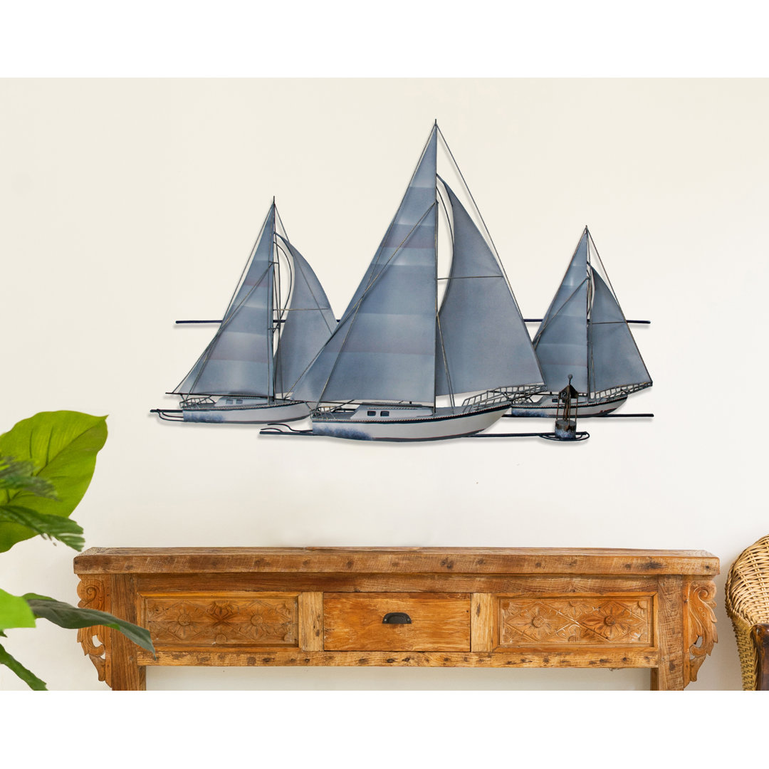 Handmade Coastal Transportation Wall Decor on Metal Longshore Tides