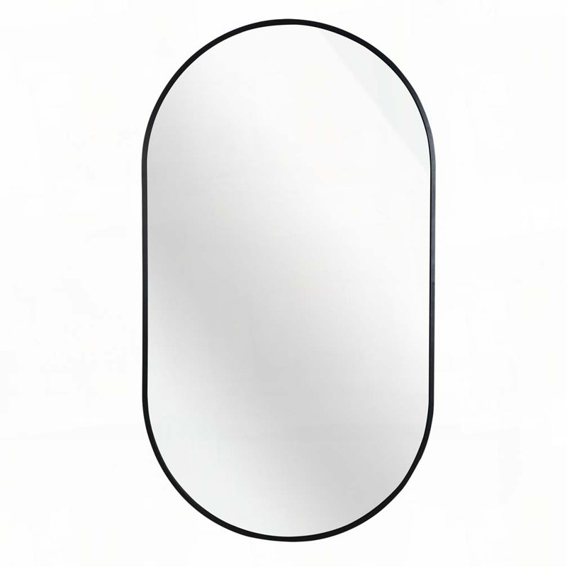 Miroir ovale en métal, 33 po x 20 po, Noir