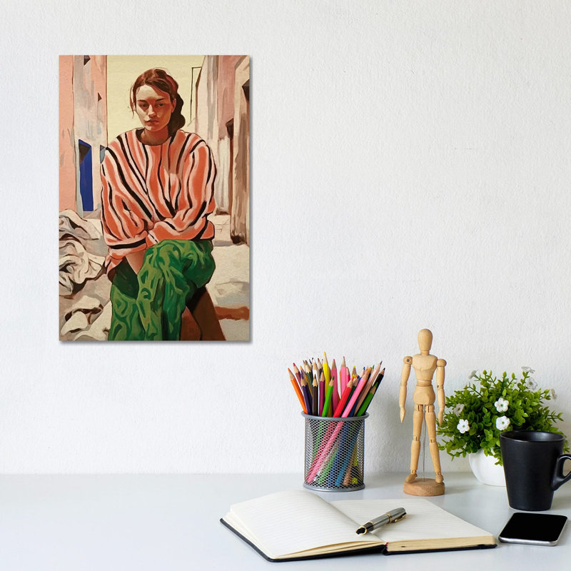 She Is Thinking I by Helo Moraes - Gallery-Wrapped Canvas Giclée on Canvas, No Frame, 20.32 cm H x 30.48 cm W