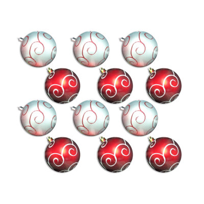 12 Piece Swirl Ball Ornament Set