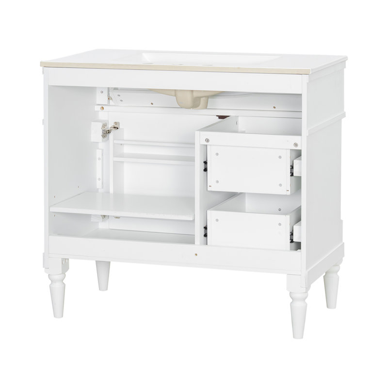 36" Bathroom Vanity with Sink, White