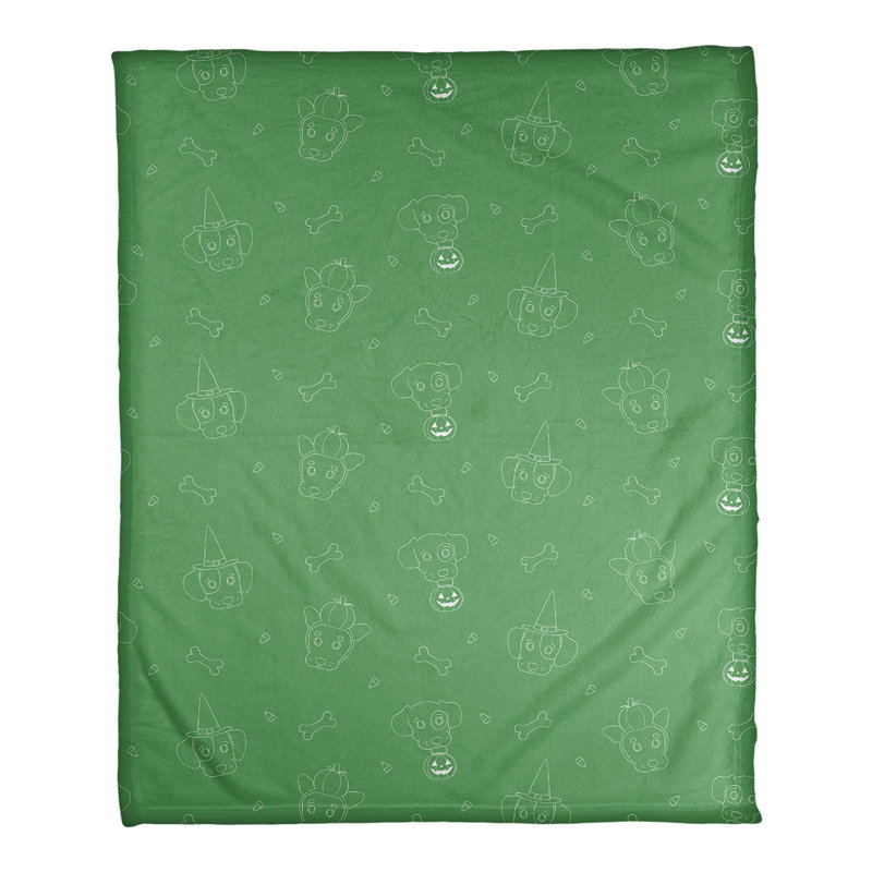 Sewn Throw Blanket, 50" W x 60" L, Green/White