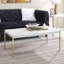 Table basse de salon avec plateau en bois et pieds tubulaires en métal