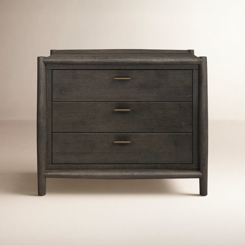 Cayenne 32'' W Solid Wood Nightstand, Smoked Black
