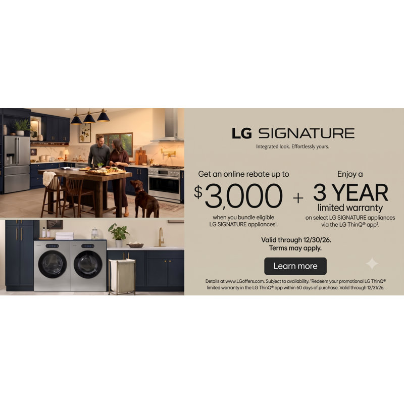 LG Signature 29'' W Vented Dryer, Electric
