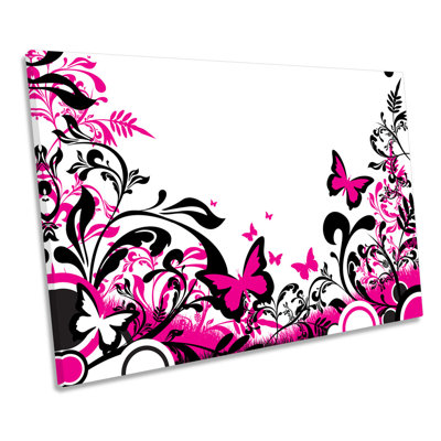 Butterflies Flowers - Wrapped Canvas Print