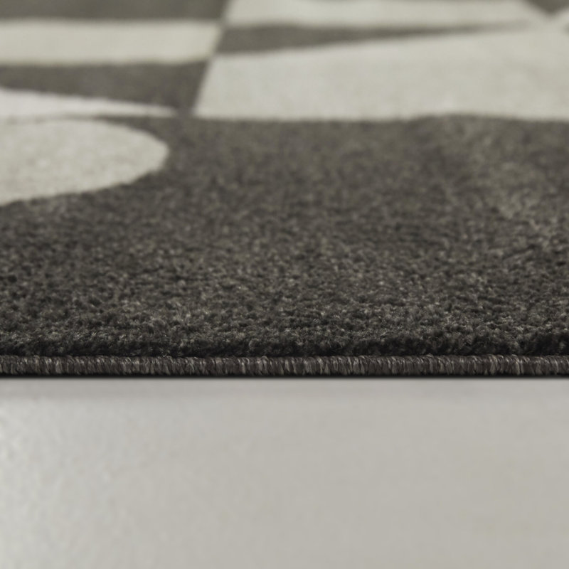 Tapis à motif géométrique moderne gris anthracite, Rectangle 5 pi 3 po x 7 pi