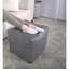 Pouf carré en similicuir gris - ou coussin de sol gracieux, 16 po x 16 po x 16 po, poids limité à 200 lb, décoratif, nettoyage des taches seulement, siège rembourré, capacité, article décoratif, propre, avec perles-1976456052