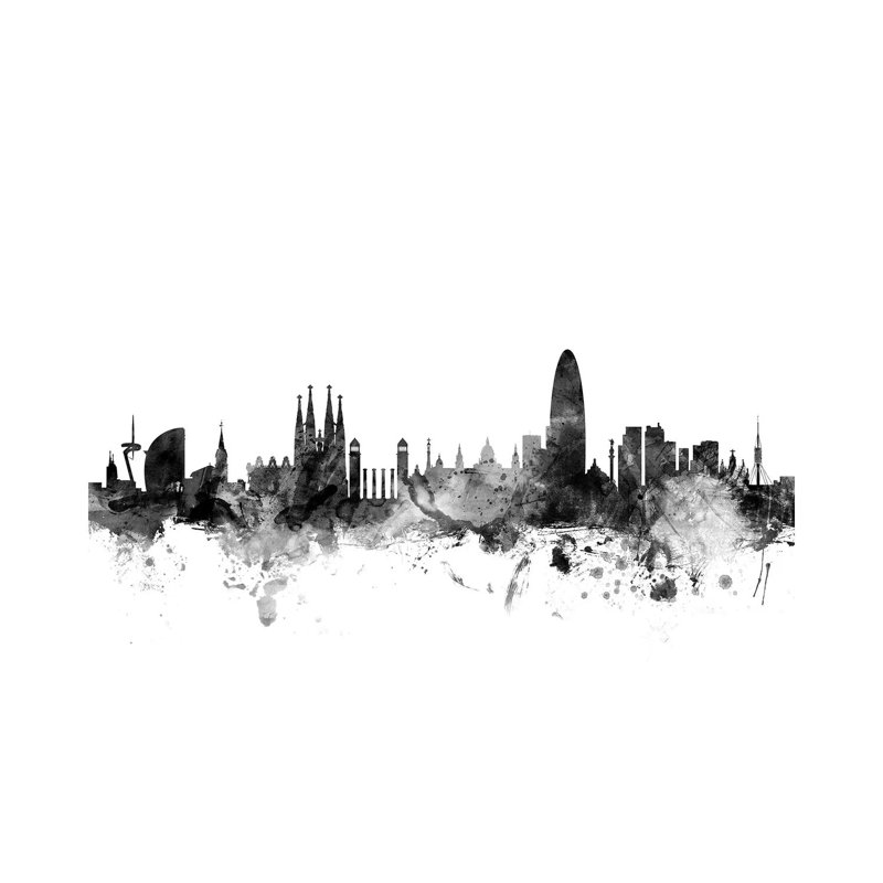 Barcelona, Spain In Black & White by Michael Tompsett - Wrapped Canvas Gallery-Wrapped Canvas Giclée, 20.32 cm H x 30.48 cm W