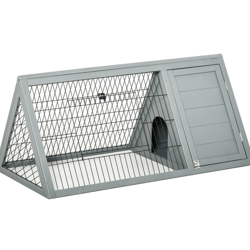 Petit animal en bois 46 po x 24 po avec espace gai extérieur et fil de ventilation, gris