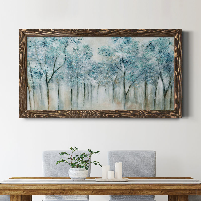 Printemps bleu - Cadre photo, reproduction d'art sur toile, Noyer