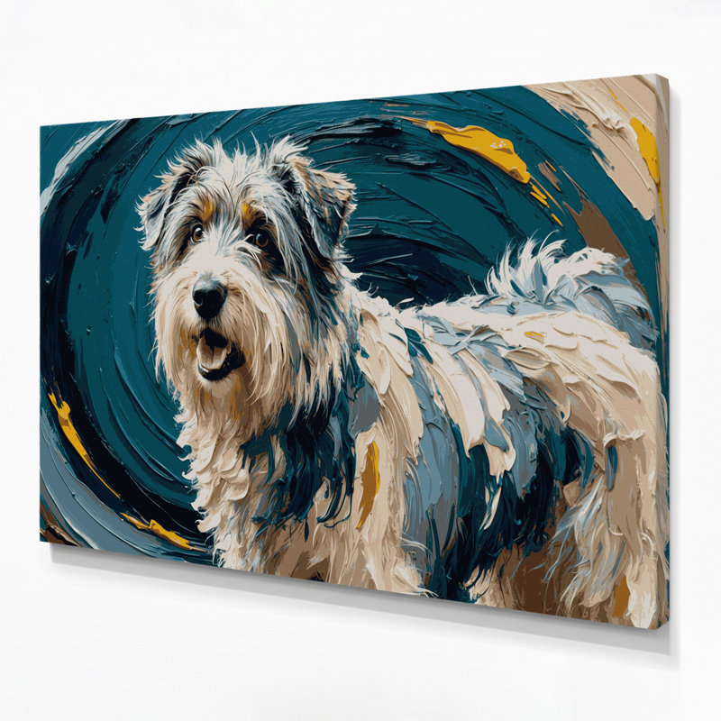 Chiens, chien de berger des plaines polonais sur toile verte, H 20 po x l 30 po