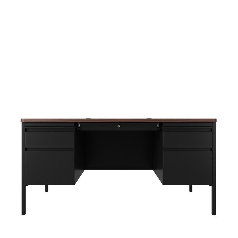 Synthetic Laminate Steel Computer Desk, Black/Walnut