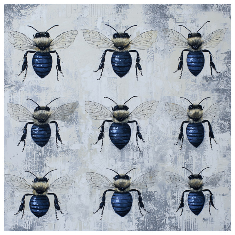 Couvre-lit bleu avec abeilles et miel, Très grand lit