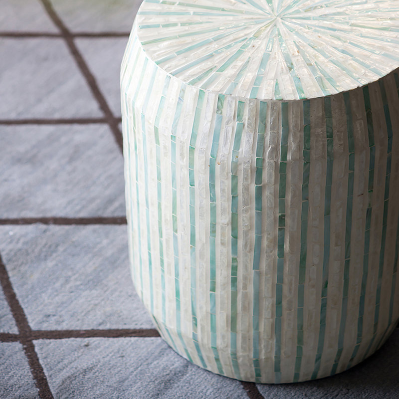 14x14x18" Accent Stool with Striped Pattern