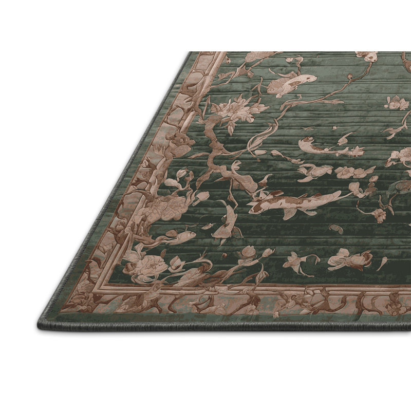 Tapis brun soyeux et moelleux, Rond 8 pi