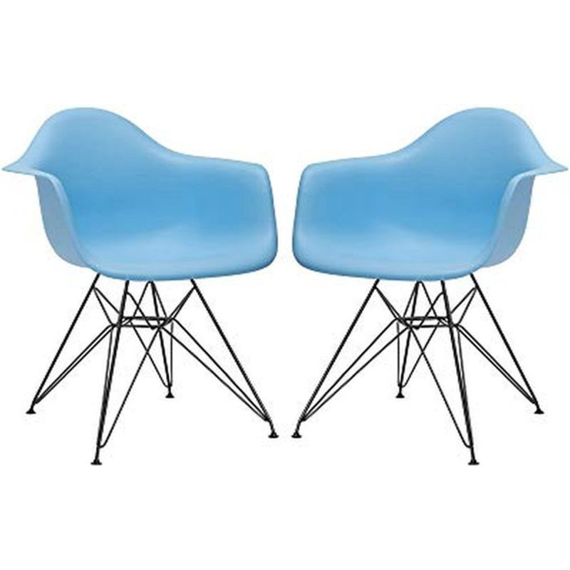 Chaise avec accoudoirs Drelyn, Bleu clair