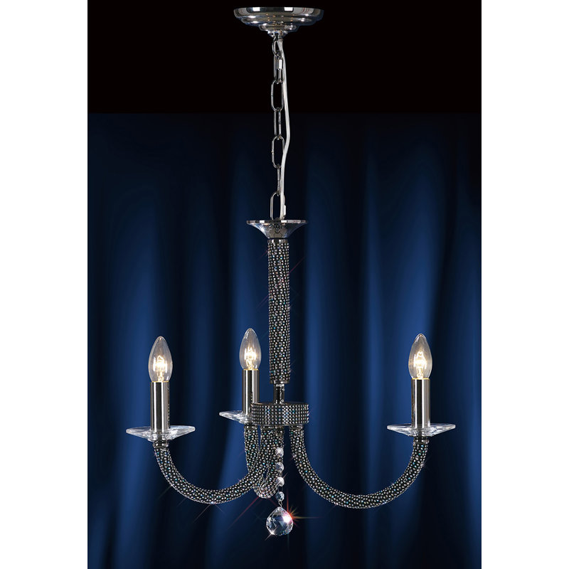Gelnett 3 - Light Candle Style Chandelier, Black Chrome