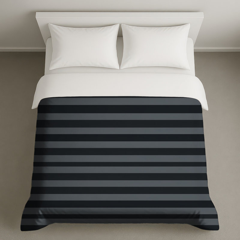 Housse de couette à rayures moderne, Housse de couette pour lit simple, Rayures noires
