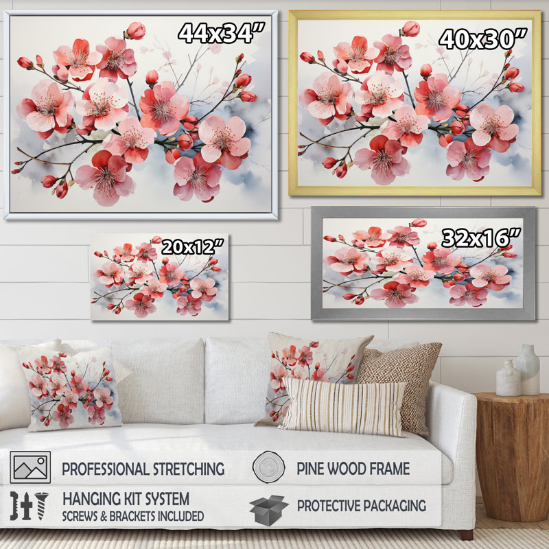 Asian Art Pansies Flowers II - reproduction, H 24 po x l 32 po x P 1 po, Cadre photo noir