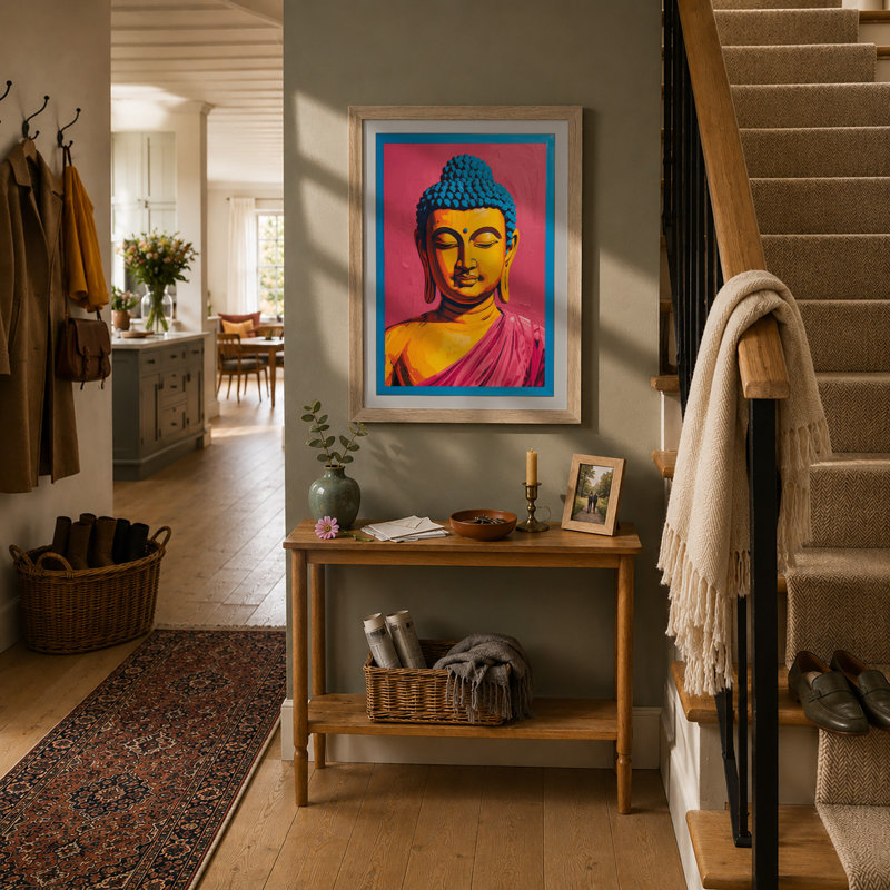 Buddha Pop Art - Framed Print, Oak, A3 - 42.0 x 29.7 cm