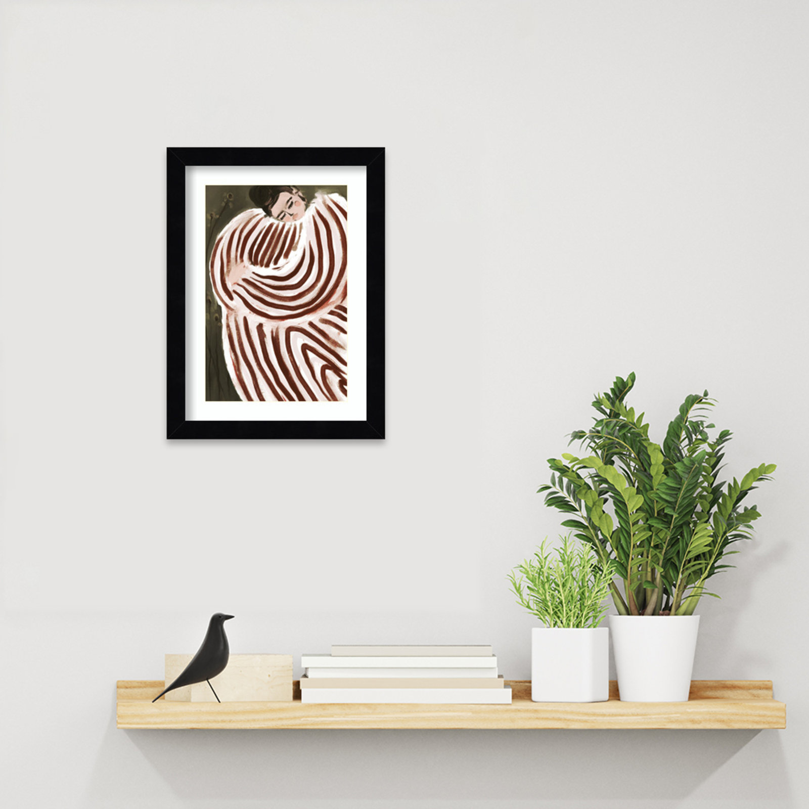 Sleeping Princess by Treechild Wood Framed Wall Art Print, Black , 13" H x 10" W