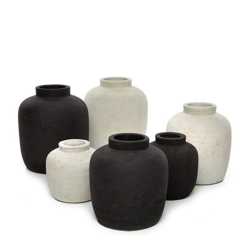 Rodelfo Terracotta Table Vase, 14cm H x 13cm W x 13cm D, Black