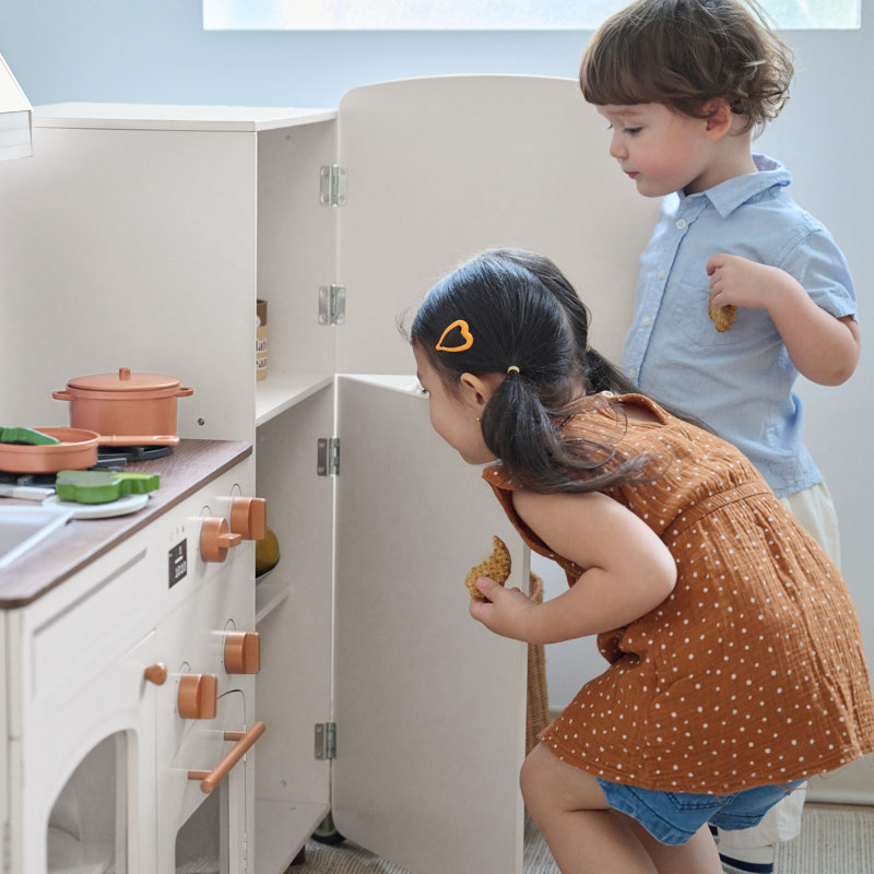 Teamson Kids Little Chef Normandy Wooden Play Kitchen With Modular Fridge & Sink, White