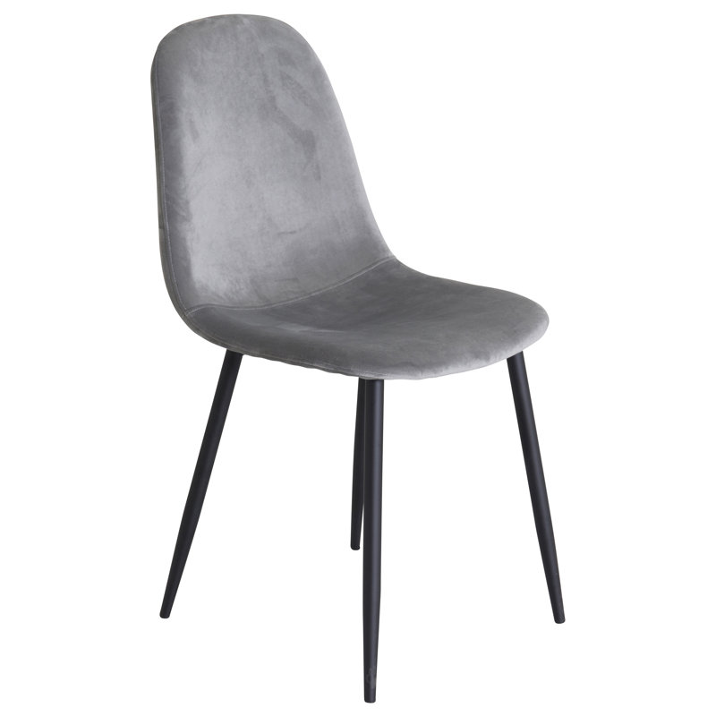 Mahler 48cm H Polyester Blend Upholstered Side Chair, Light Grey, Black