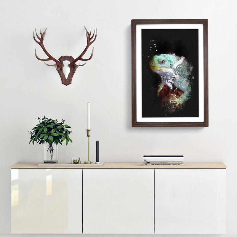 Fiji Iguana - Framed Print, 63cm H x 45cm W x 2cm D, Walnut Framed