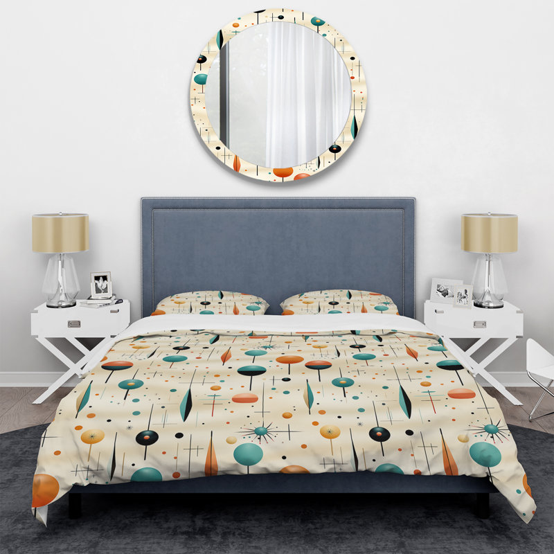 Ensemble de housse de couette Beige Retro Modern, Housse de couette pour grand lit et 2 taies décor