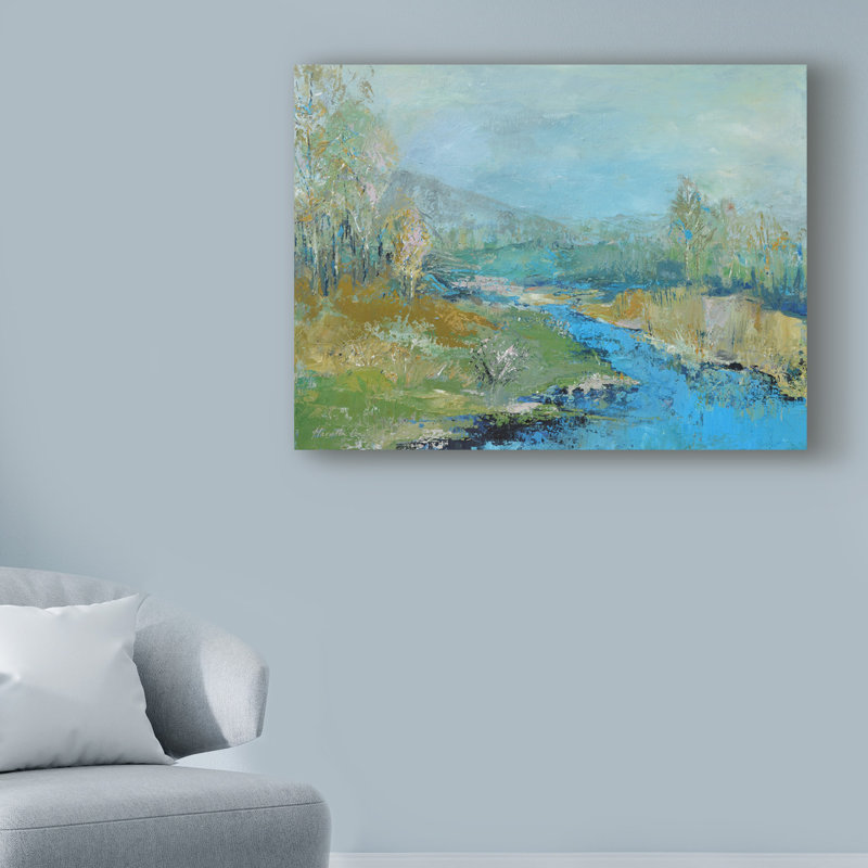 « river painting », reproduction de peinture à l’acrylique sur toile tendue, H 14 po x l 19 po x P 2 po