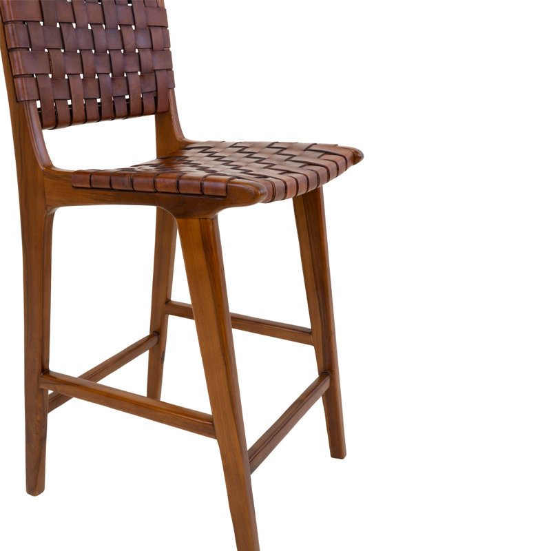 Steen Upholstered Counter Stool with Solid Wood Frame, Brown